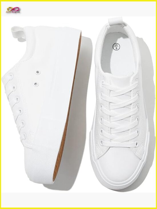 Shoes - Platform Sneakers PU Leather Walking Shoes Non-Slip Retro Y2K Style